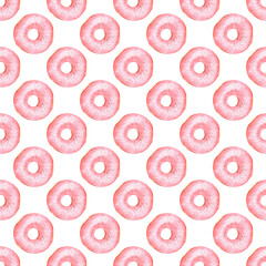 Donuts watercolor clipart digital paper. Sweet food seamless pattern.