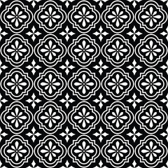 Abstract geometric seamless floral pattern. ornament for wrapping, wallpaper, tiles. black and white graphic vector background.