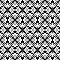Fototapeta premium Abstract floral seamless pattern. black and white ornamental classical vector background.
