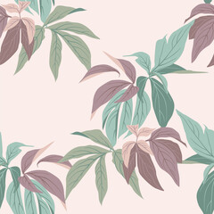 Abstract seamless pattern with leaves. illustration file.