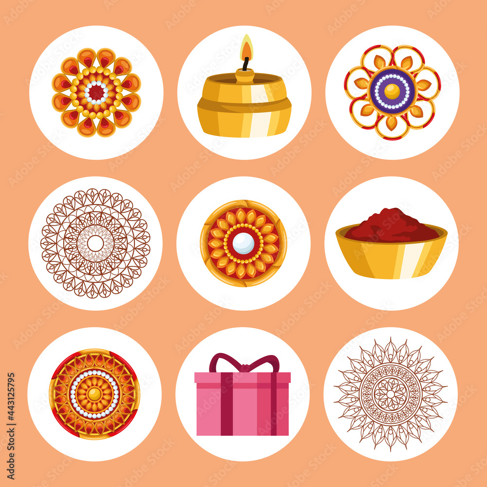 Sticker nine raksha bandhan icons