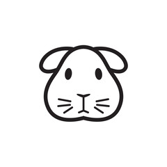 Guinea pig icon. Vector isolated funny cavia head pictogram on white background