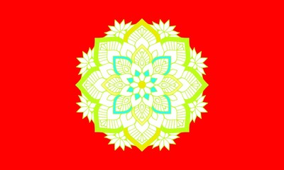 flower mandala coloring book on red background 