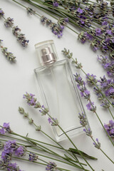 perfume bottle with lavender flowers