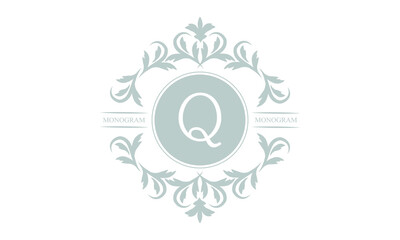 An elegant logo or monogram design template with the letter Q. An elegant luxury letter symbol for cosmetics, royal and jewelry brands. Vector illustration