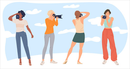 Obraz premium cartoon characters taking photo