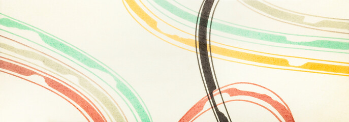 Colorful lines on parchment paper, close-up