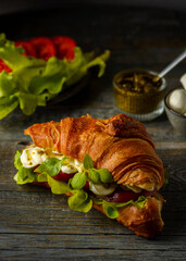 croissant with mozzarella and tomatoes
