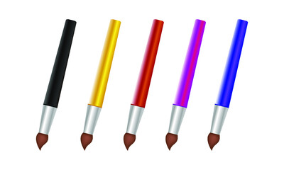 Paintbrush set vector realistic isolated on white background