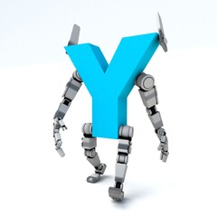 3D illustration of  letter Y robot 