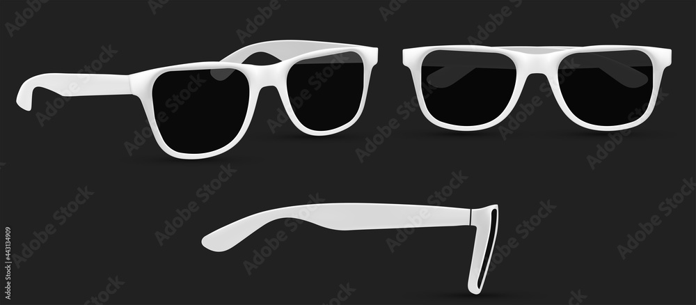 Sticker sunglasses vector, sunglasses silhouette. polarized geek glasses, hipster sun lens ocular. realistic