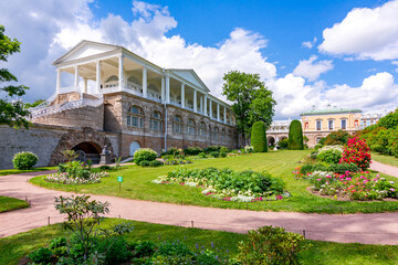 Cameron Gallery and Freilinsky garden in Catherine park, Tsarskoe Selo (Pushkin), Saint Petersburg,...