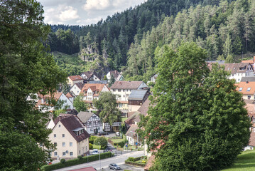 Fototapeta na wymiar scenic view of an upper franconian village in the mountains