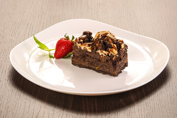 Brownie chocolate cake with nuts