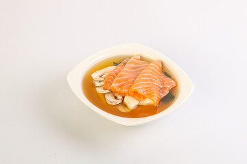 Japanese traditional miso soup with salmon
