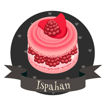French dessert ispahan. Colorful illustration in cartoon style.