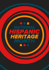 National Hispanic Heritage Month in September and October. Hispanic and Latino Americans culture. Celebrate annual in United States. Poster, card, banner and background. Vector illustration