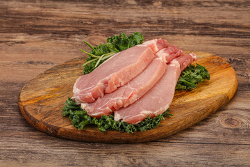 Raw pork steak for cooking