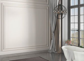 3D rendering of bathroom interior without furniture. 3D Rendering