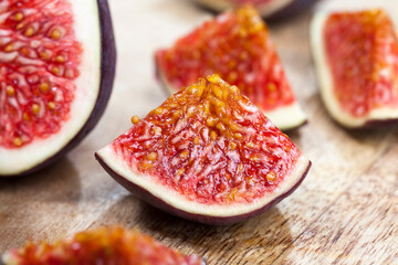 sliced fruit of ripe figs