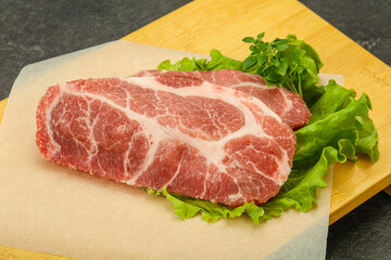 Raw pork meat neck steack