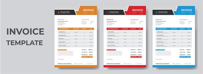 Minimal Corporate Business Invoice design template vector illustration bill form price invoice. Creative invoice template vector. business stationery design payment agreement design template
