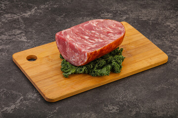 Beef ham piece over board