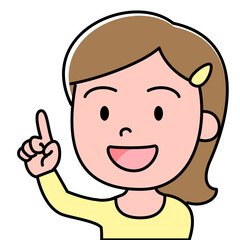 女性　指さし　シンプル　気軽　イラスト素材