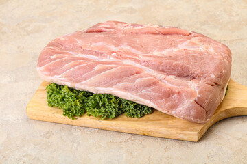 Raw pork loin for cooking