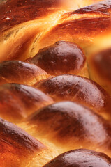 Close up of freshly baked challah bread