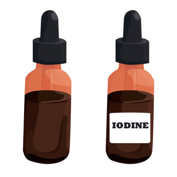 jar of iodine isolated on white background. medicines. first aid kit. treatment of abrasions and wounds. disinfection. iodine. vector flat.