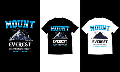 Mount Everest elevation 29029 feet t-shirt design vector.