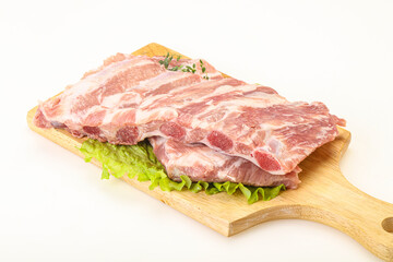 Raw pork ribs for cooking