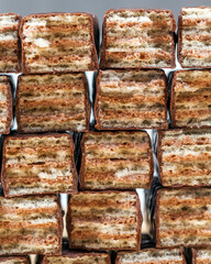 candies and crispy waffles