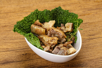 Baled lamb meat in the bowl