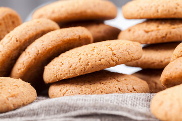 Fototapeta na wymiar porous cookies baked with oatmeal