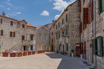 An empty small Mediterranean town waiting for tourists in summer
