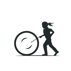 Girl running after the round circle. vector illustration © Murat İrfan Yalçın