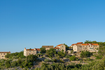 Fototapeta na wymiar A small climatic town on the slopes of the mountain island of Hvar in Croatia