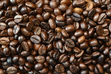 Roasted coffee. Roasted coffee beans. Background