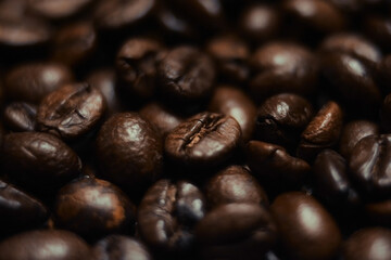 Roasted coffee. Roasted coffee beans. Background