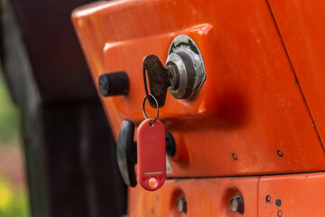 Close-up of a key of a mini truck