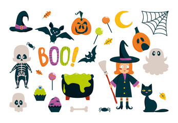 Fototapeta na wymiar Halloween element set. Isolated vector illustration