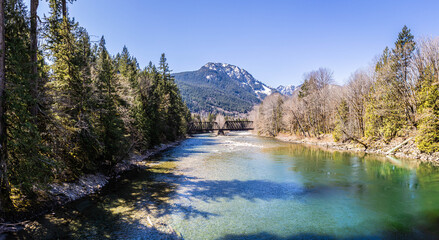 A bridge over the South Fork Skykomish River in Washing State