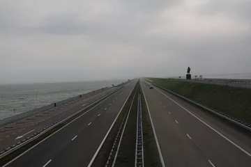 Fotobehang Afsluitdijk and Rijksweg A7, Netherlands © ClaraNila