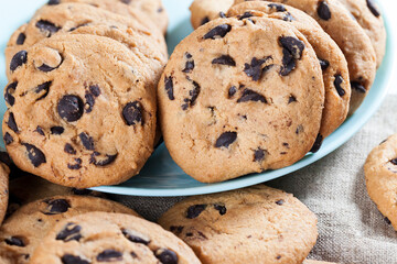 delicious wheat flour cookies and chocolate drops