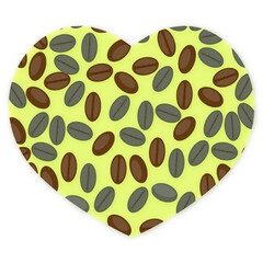 heart made of coffee (coffee beans), vector graphics 