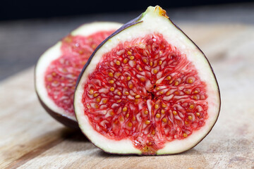sliced fruit of ripe figs
