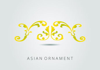 Ornate linear ornament in Kazakh traditional style. Asian floral design. Abstract Asian elements of the national pattern of the ancient nomads of the Kyrgyz, Mongols, Kazakhs, Tatars. EPS10.