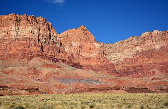 the colorful Vermilion cliffs on highway 89a on a sunny day  in northern Arizona